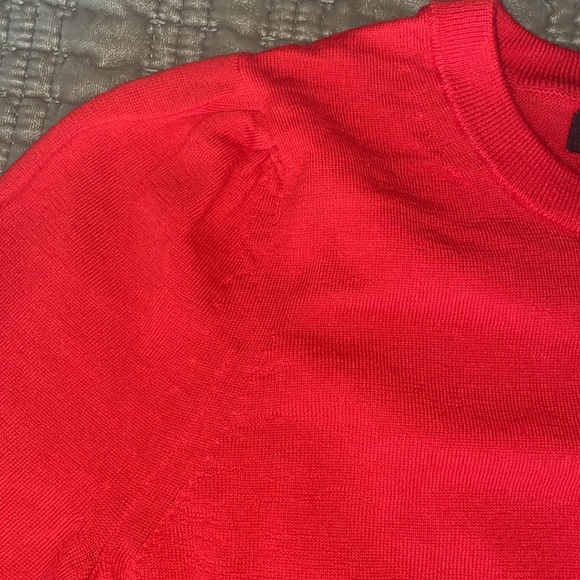 BR 100% merino wool red puff sleeves sweater size S pre-loved - Picture 4 of 8